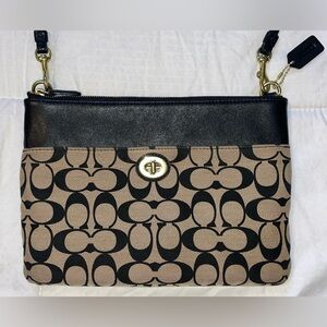 Coach Black and Tan Signature Crossbody Bag